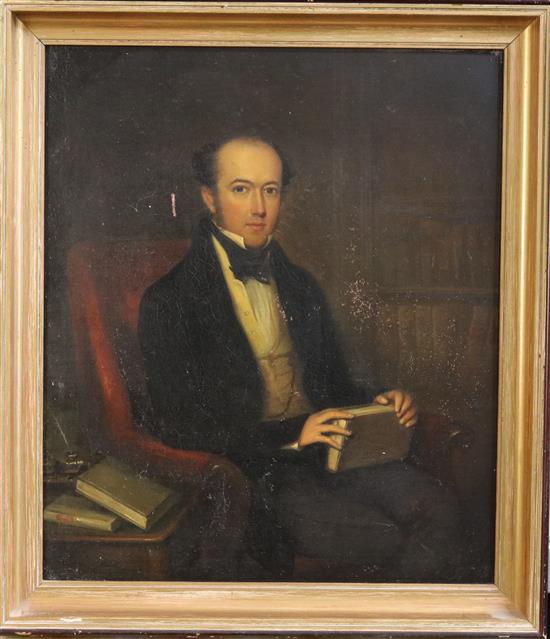 Mid 19th century English School Portraits of Alexander Luard Wollaston and his wife, Susan 13.5 x 11.5in.